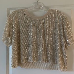 Urban Outfitters Sequin Crop Tee